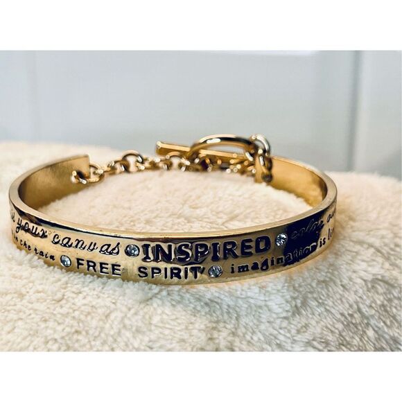 BCBG Gold Inspiration Rhinestone Cuff Bracelet Costume Jewelry Buy 3/$18 - Picture 1 of 6